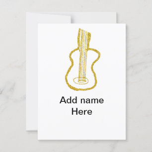 Golden Glitzer akustische Gitarre hinzufügen Name Postkarte