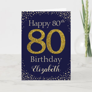 Golden Glitzer Card 80. Geburtstag Karte