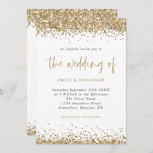 Golden Glitzer Confetti Borders Script Wedding Einladung