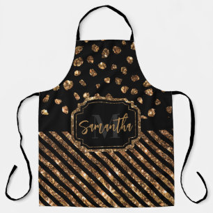 Golden Glitzer Dots and Stripes Schürze
