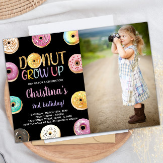 Golden Glitzer Foto Donut Geburtstag Einladung