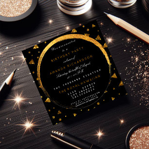 Golden Glitzer Geometric Vip Geburtstagsparty Einladung
