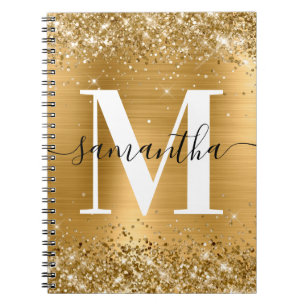 Golden Glitzer Gold Foil Signature Monogram Notizblock