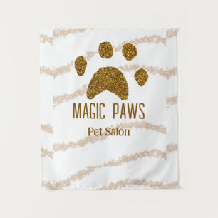 Golden Glitzer Pfoten Haustiersalon hinzufügen Nam Wandteppich