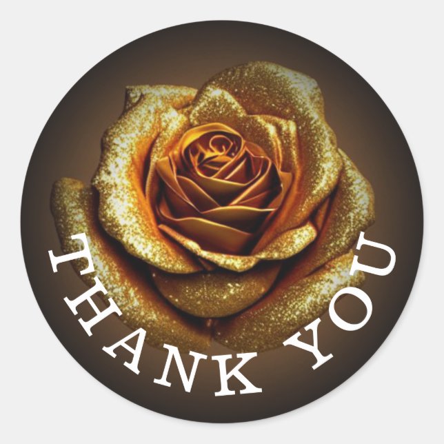 Golden Glitzer Rose Klassischer Rundaufkleber Runder Aufkleber (Vorderseite)