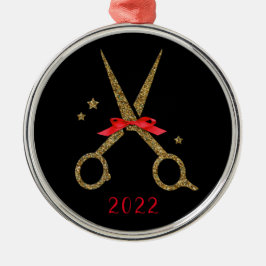 Golden Glitzer Schere - Friseur Stylist Met Ornament Aus Metall