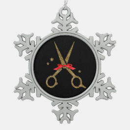 Golden Glitzer Schere - Friseur Stylist Orte Schneeflocken Zinn-Ornament