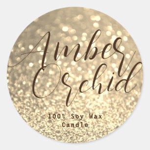 Golden Glitzer Sparkle Bokeh Candle Labels Runder Aufkleber