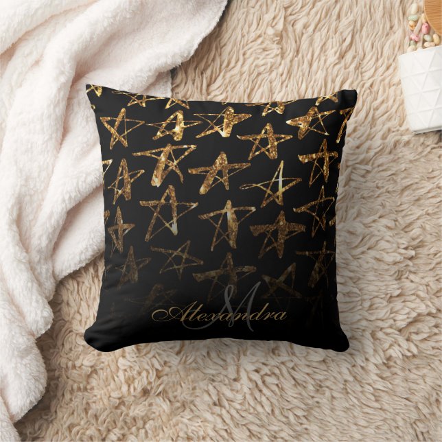 Golden Glitzer Stars Kissen (Decke)