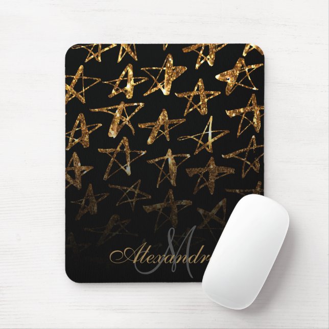 Golden Glitzer Stars Mousepad (Mit Mouse)
