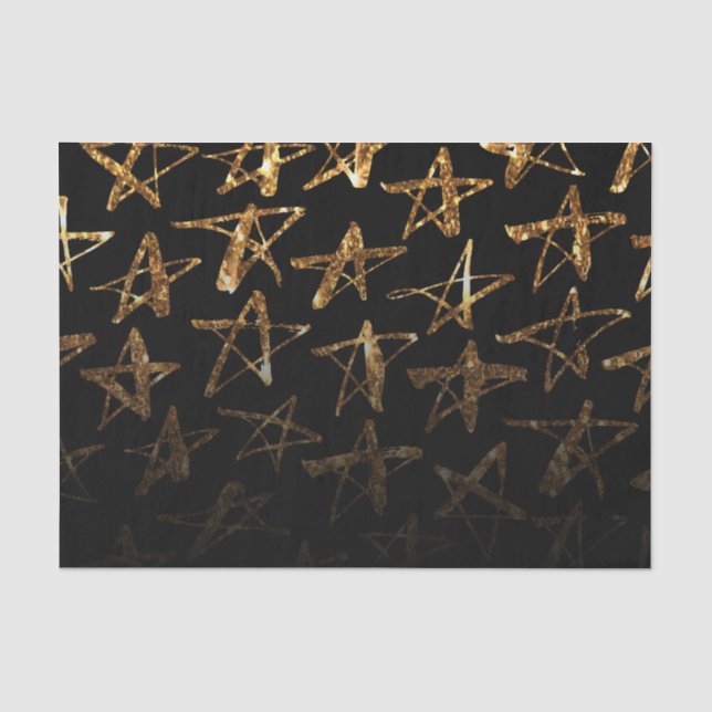 Golden Glitzer Stars Seidenpapier (Vorderseite)