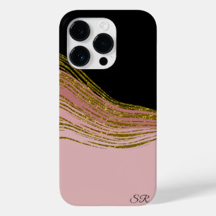 Golden Glitzer Swish, Blush and Black Personalisie Case-Mate iPhone 14 Pro Hülle