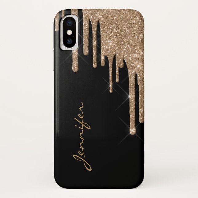 Golden Glitzer Tropfen iPhone X Fall Case-Mate iPhone Hülle (Rückseite)