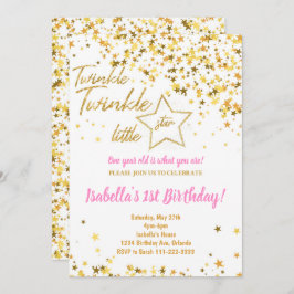 Golden Glitzer Twinkle Little Star Birthday Einlad Einladung