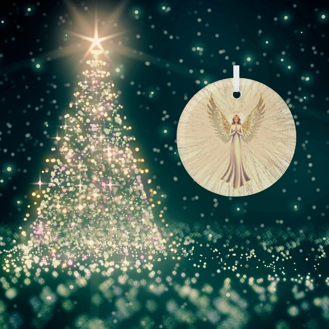 Golden Glitzer Wings Heilung Weihnachtsgel Ornament Aus Glas (Christmas Tree)