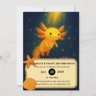 Golden Glow Axolotl Geburtstag Einladung