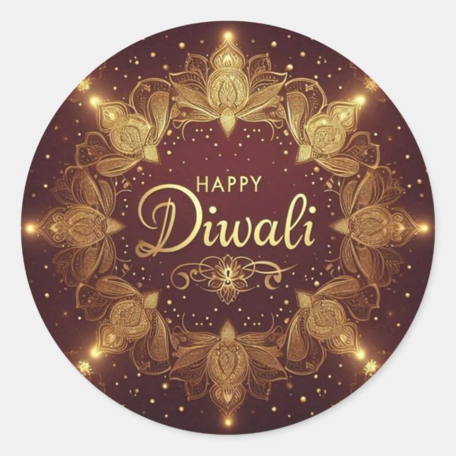 Golden Glow Diwali Runder Aufkleber (Vorderseite)