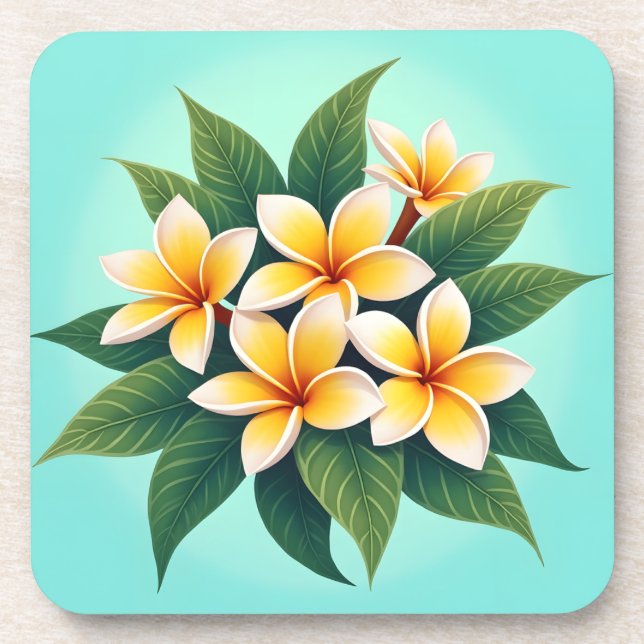 Golden Glow Frangipanis Getränkeuntersetzer (Vorderseite)