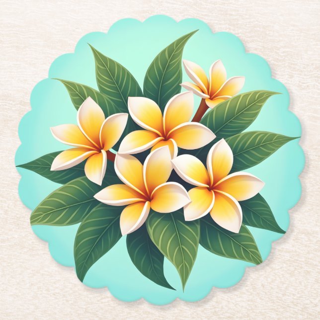 Golden Glow Frangipanis Untersetzer (Vorderseite)