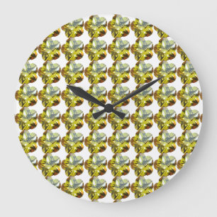 Golden Glow - Gelbes Gemstone Blume Design Große Wanduhr