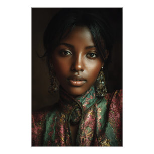 Golden Glow Melanin Regal Kopftuch Porträt Fotodruck