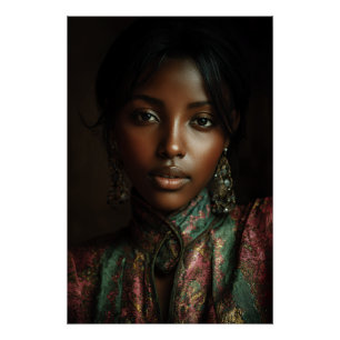 Golden Glow Melanin Royale Kopftuch-Porträt Poster