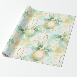 Golden Glow Noel – Pastell-Weihnachtsschmuck-Patro Geschenkpapier