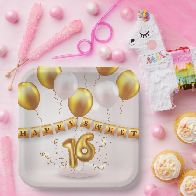 Golden Glow Sweet 16 Party Pappteller (Party)