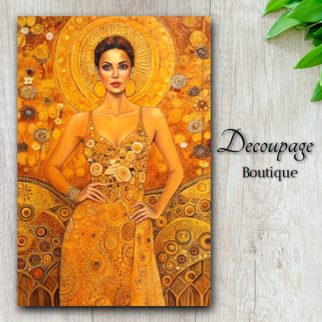 Golden Goddess Art Nouveau Splendor Seidenpapier (Golden Goddess Art Nouveau Splendor Decoupage Tissue Paper By Decoupage Boutique)