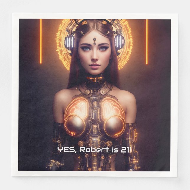 Golden Goddess Cyborg Serviette (Vorderseite)