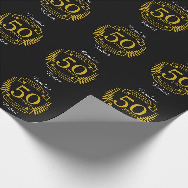 GOLDEN Golden 50 Years Wedding Anniversary 50 Geschenkpapier (Ecke)
