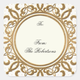 Golden Golden Swirl Elegantes Weihnachtsgeschenk T Quadratischer Aufkleber