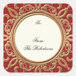 Golden Golden Swirl Elegantes Weihnachtsgeschenk T Quadratischer Aufkleber