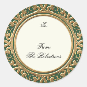 Golden Golden Swirl Elegantes Weihnachtsgeschenk T Runder Aufkleber