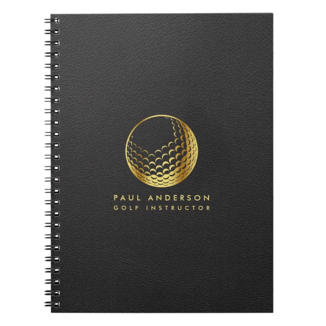 Golden Golf Ball Logo Elegante Golfer Monogram Notizblock (Vorderseite)