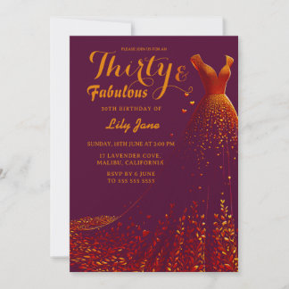Golden Gown Glam 30. Geburtstag Einladung