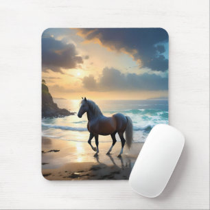 Golden Grace: Ein Palomino Pferd am Sonnenuntergan Mousepad