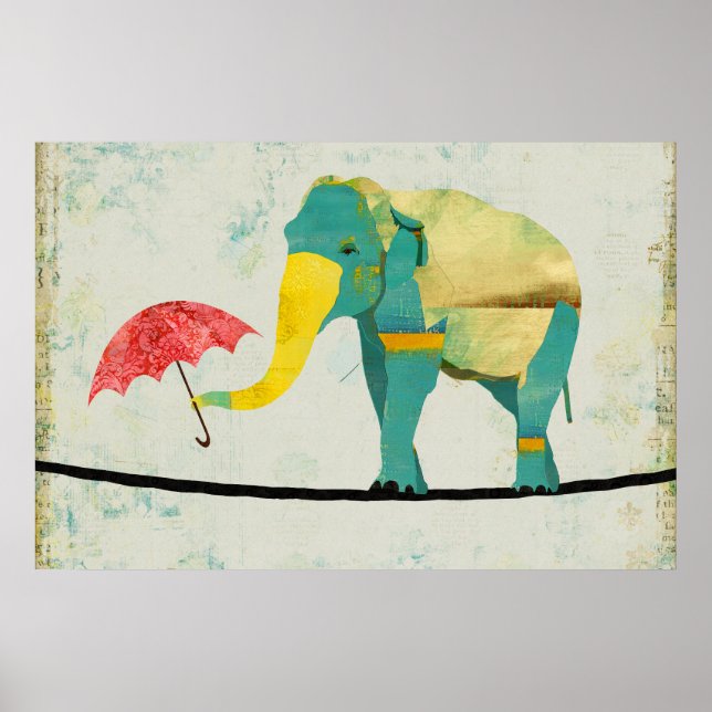 Golden Graceful Elephant Art Poster (Vorne)