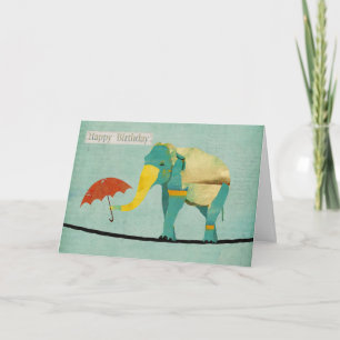 Golden Graceful Elephant Birthday Card Karte