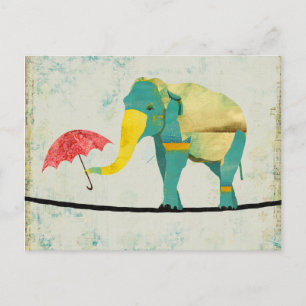 Golden Graceful Elephant Postcard Postkarte