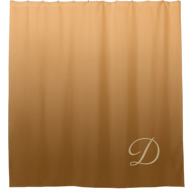Golden Gradient mit benutzerdefinierter Monogramm Duschvorhang (Vorderseite)