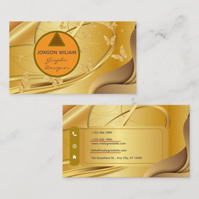 Golden Graphic Designer Business Card | Minimalist Visitenkarte (Vorne/Hinten)