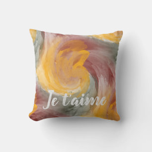 Golden Graues Je Taime Abstract Kissen