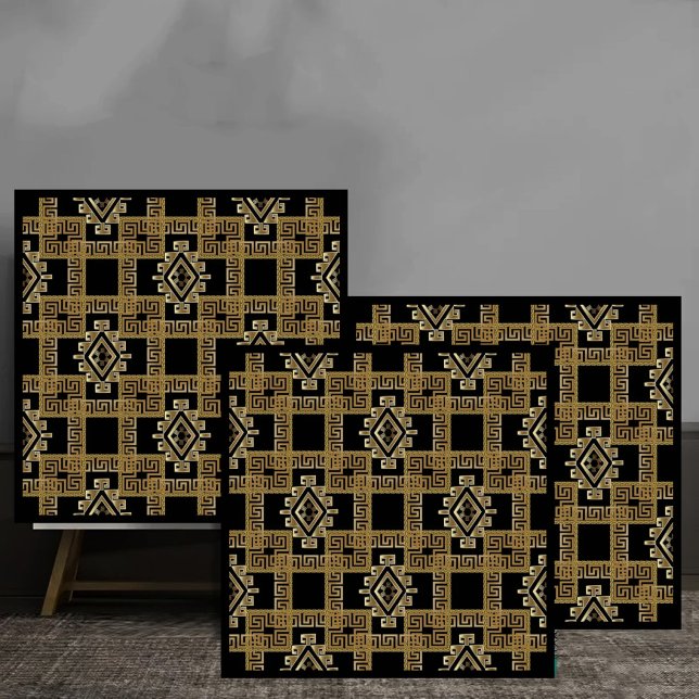 Golden Greek Key Geometric luxury texture Fliese (Von Creator hochgeladen)