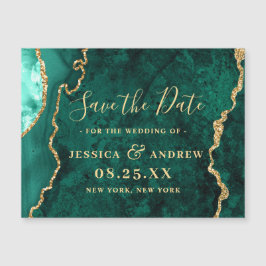 Golden Green Agate Save the Date Magnetkarte