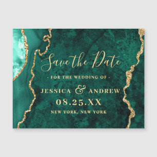 Golden Green Agate Save the Date Magnetkarte