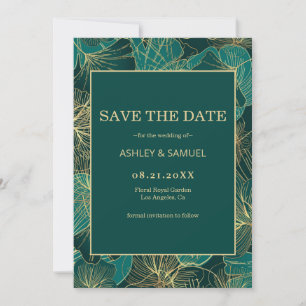 Golden & Green Blätter Save The Date