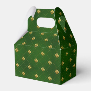 Golden Green Clover Pattern Geschenkschachtel