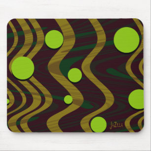 Golden Green Dot Wave Mousepad