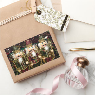 Golden Green Nutcracker Soldiers Weihnachten Rechteckiger Aufkleber